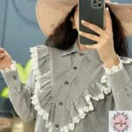 شومیز جلو دکمه گیپور دار کد 4103