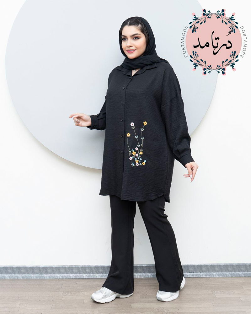 شومیز جلودکمه گلدوزی کامومیلا