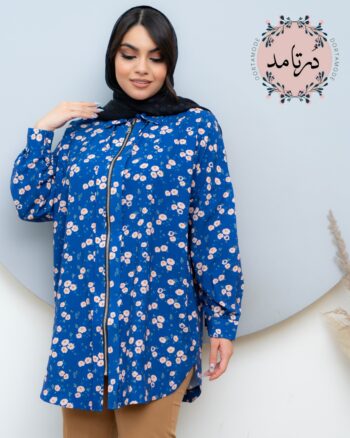 شومیز جلو زیپ دار طرح شکوفه