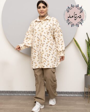 شومیز مانتویی مخمل طرحدار