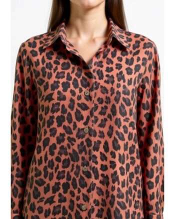 شومیز مخمل کبریتی پلنگی آتشین